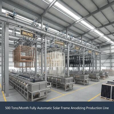Good price 500 Tons/Month Fully Automatic Solar Frame Anodizing Production Line for Bronze Champagne Black Colors online